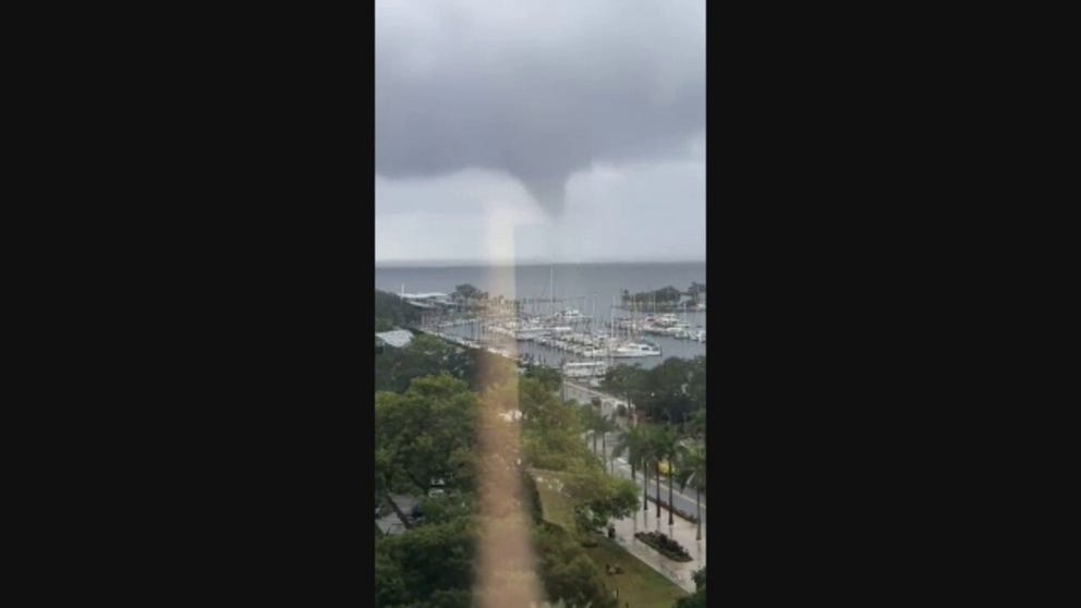 Video shows a waterspout in Tampa Bay, Florida, on Oct. 28, 2021.