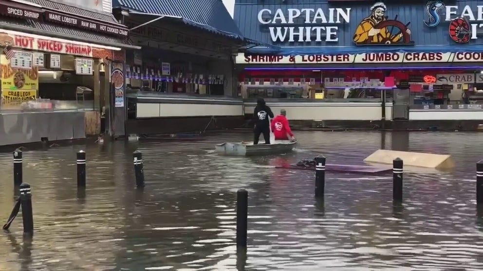 Valerie Bonk with WTOP News captured flooding at The Wharf in D.C.