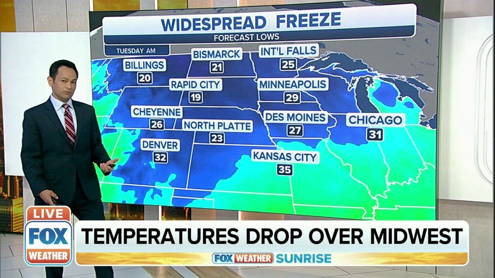 There’s a chilly change in the Plains and upper Midwest. Get ready for the coldest temperatures of the season.