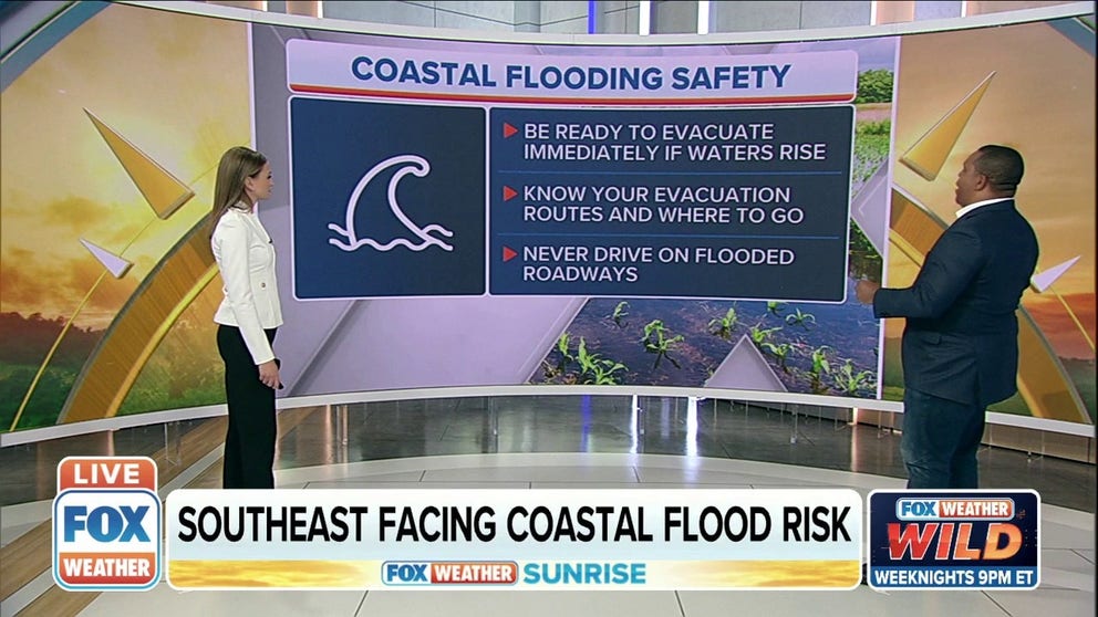 FOX Weather meteorologists Jason Frazer and Britta Merwin give some safety tips when it comes to coastal flooding.  