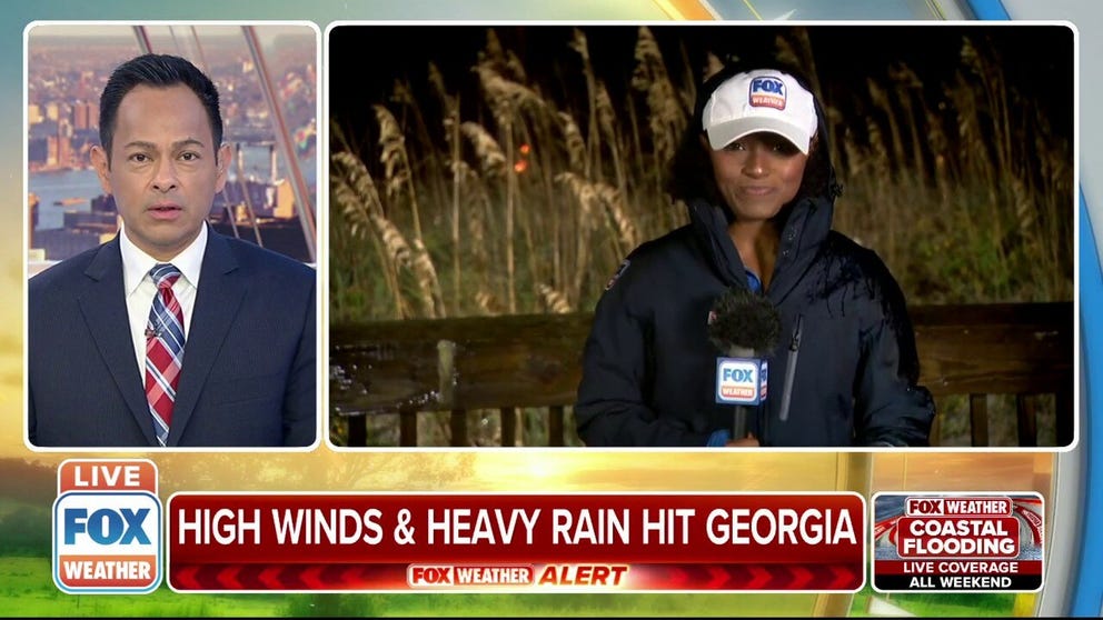 Georgia is being slammed with lots of rain and wind bringing a major flood risk with it. Some parts of the state could see another 5 inches of rain Saturday. FOX Weather's Brandy Campbell is live in Tybee Island, Georgia.