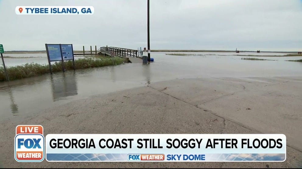Flooding has been reported along the Georgia coast as a powerful storm continues to pull away from the southeastern United States.