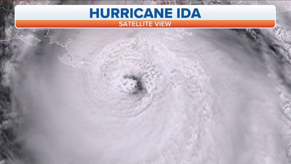 Hurricane Ida in the Gulf of Mexico (Northern Hemisphere) spins counter-clockwise.