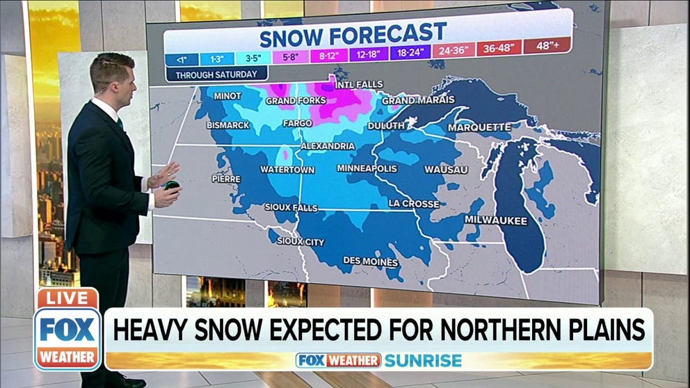Heavy snow is expected for the Northern Plains through Saturday.  