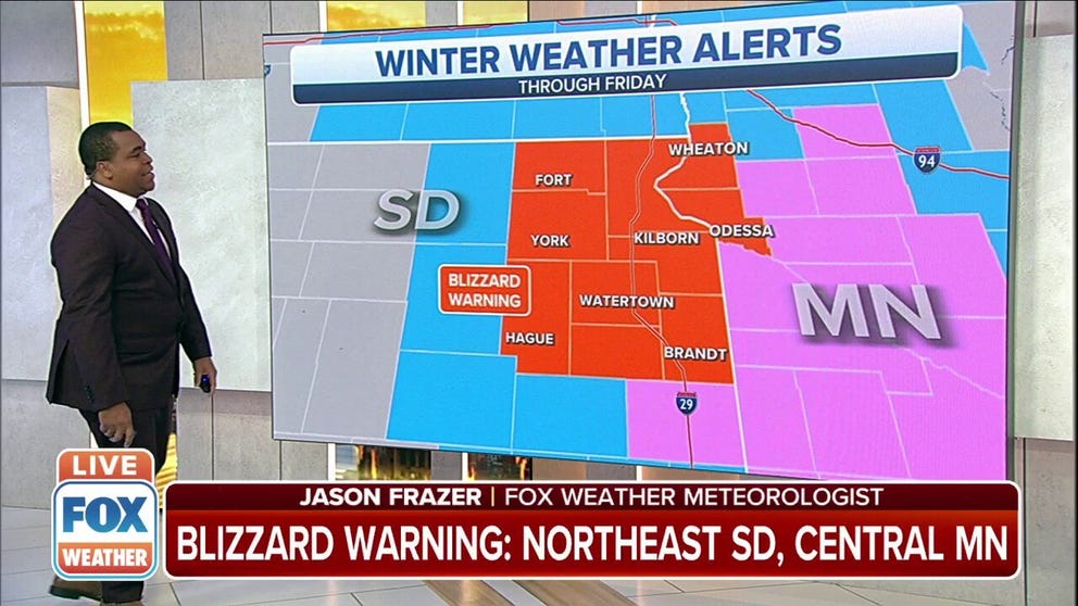 Blizzard Warning issued as cross-country storm brings snow, high winds to Plains, Midwest on Veterans Day.  