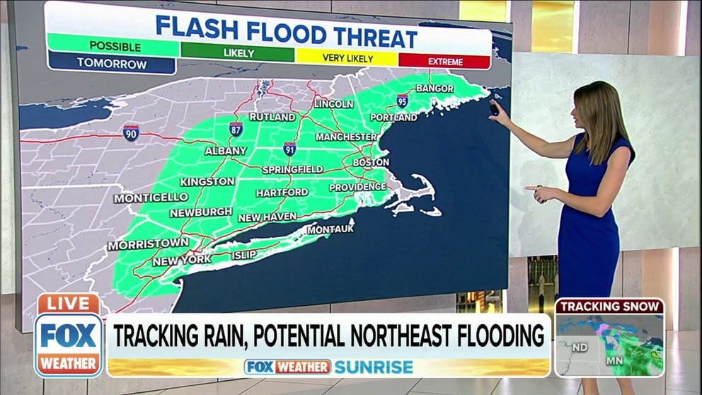 The Northeast faces potential flooding on Friday.
