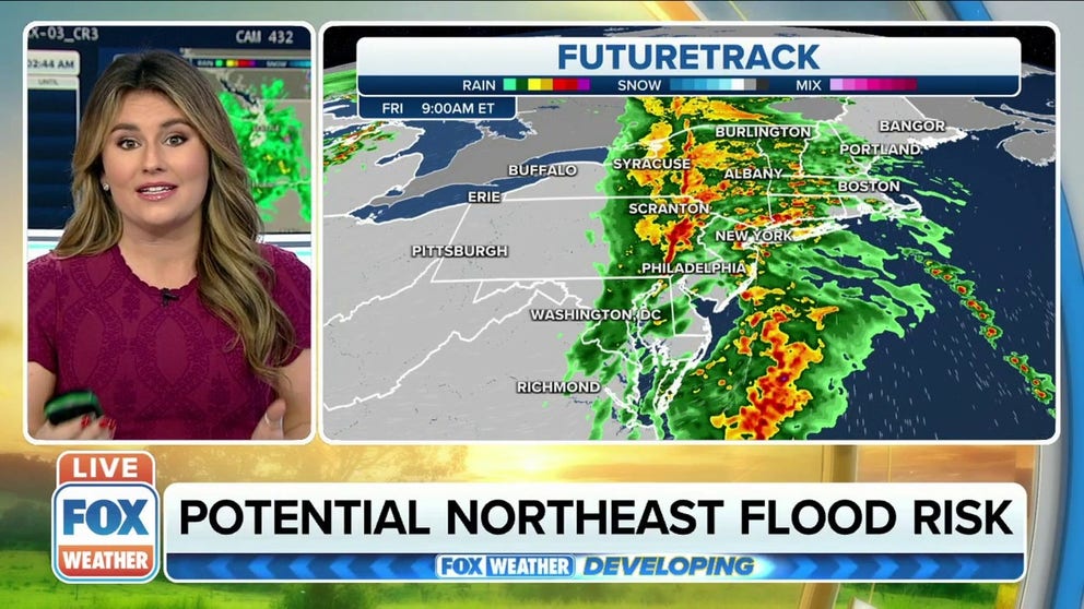 Severe storms and heavy rain is hitting the Northeast causing some potential flooding on Friday.  