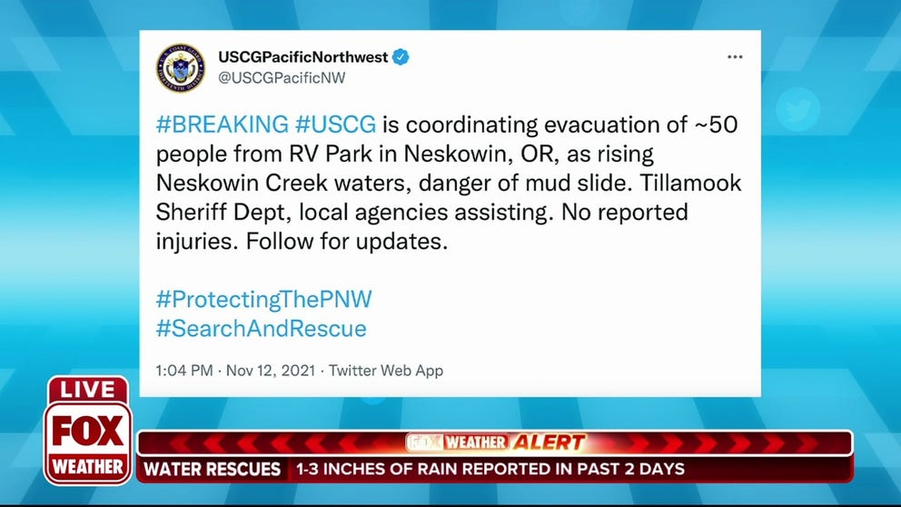 Gordon McCraw, Director of Tillamook Emergency Management, gives the latest on 50 people being trapped at an Oregon RV park due to rising waters. 