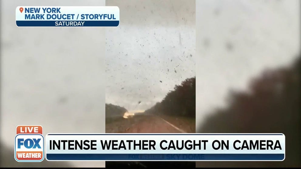 Eyewitnesses were able to capture the moment when severe weather moved through the New York City area and Long Island on Saturday.