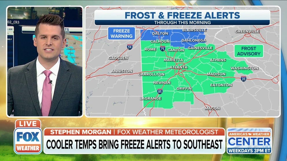 Cooler temperatures bring freeze alerts to Southeast Monday morning. 