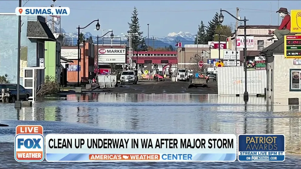 Officials estimate 75 percent of homes in Sumas, Washington have water damage.