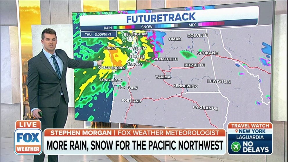 Snow is falling across the Rockies and Northern Plains. We're also seeing this in the Pacific Northwest with more rain and snow on the way.