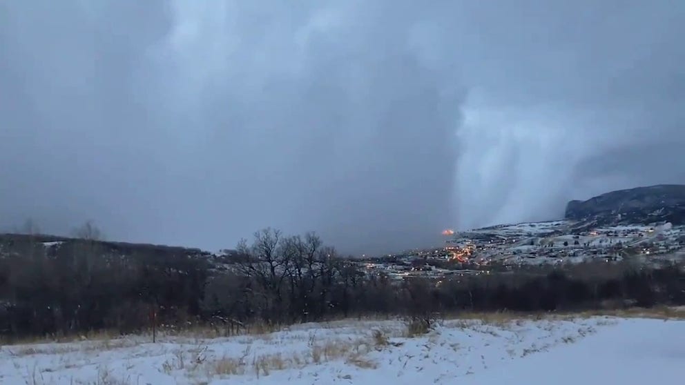 A time-lapse shows a snow squall blowing through Steamboat Springs, Colorado on December 22, 2020.