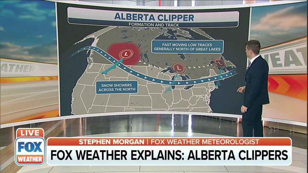 FOX Weather meteorologist Stephen Morgan explains the formation and track of Alberta Clippers. 