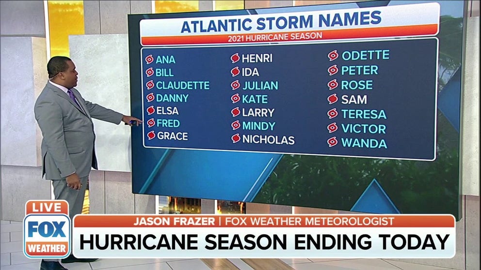 Hurricane season officially ends on Tuesday with 21 named storms. 