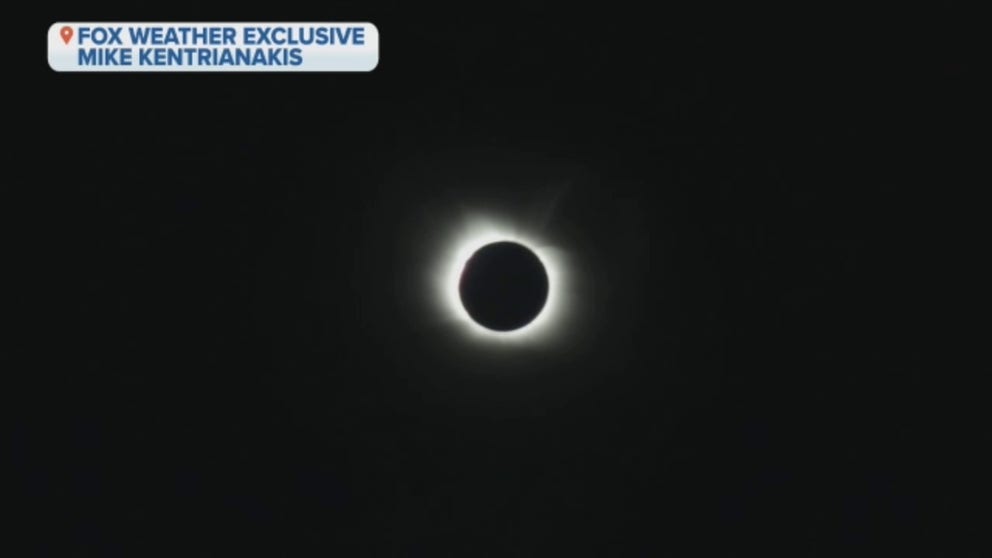 Amateur astronomer Mike Kentrianakis discusses in a FOX Weather exclusive interview being able to film the path of totality over the South Atlantic Ocean. 