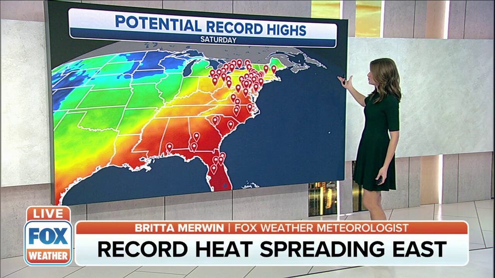 Potential record highs could take place across much of the U.S. on Friday into the weekend. 