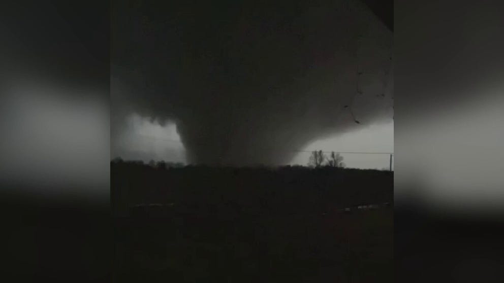 A powerful wedge tornado was captured on video near the town of Sacramento, Kentucky on Dec. 10, 2021. Multiple tornadoes tore through parts of the lower Midwest late in the evening and into the morning hours, leaving a large path of destruction and unknown fatalities.