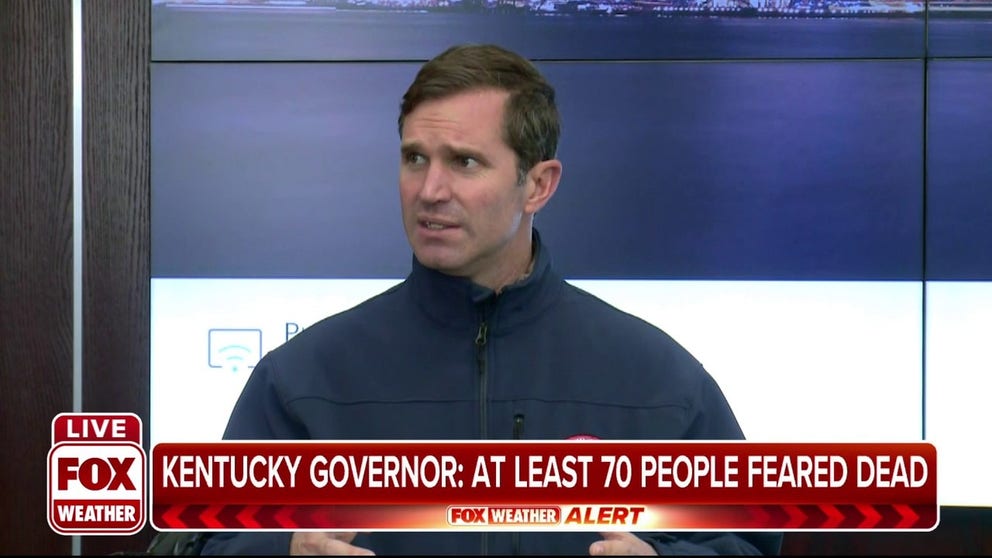 Gov. Andy Beshear said at least 70 are dead and damages are reported across 12 Kentucky counties.