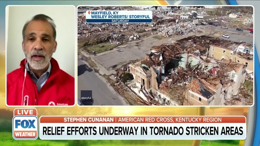 Stephen Cunanan, CEO for the Kentucky Region of the American Red Cross, talks about how the Red Cross is helping people in the Kentucky region following Friday night's tornado outbreak. 