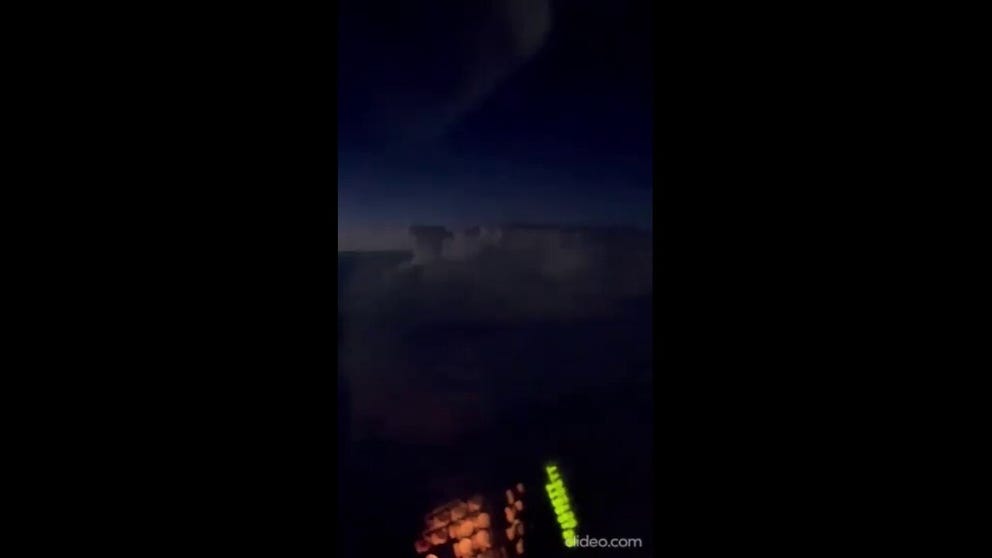 Airplane footage shows the storm that produced a tornado which started in Arkansas and moved through Mayfield, Kentucky 