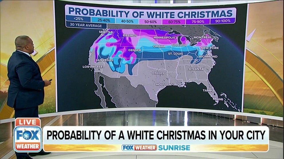 What's the probability of a white Christmas in your city? FOX Weather meteorologist Jason Frazer gives you the breakdown. 