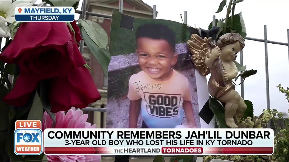 The Mayfield, Kentucky community remembers 3-year-old Jah'lil Dunbar, who was killed in the Kentucky tornado on Dec. 10. 