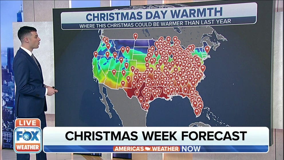 Millions of Americans are forecast to experience temperatures on Christmas that are warmer than what they had on Halloween. 