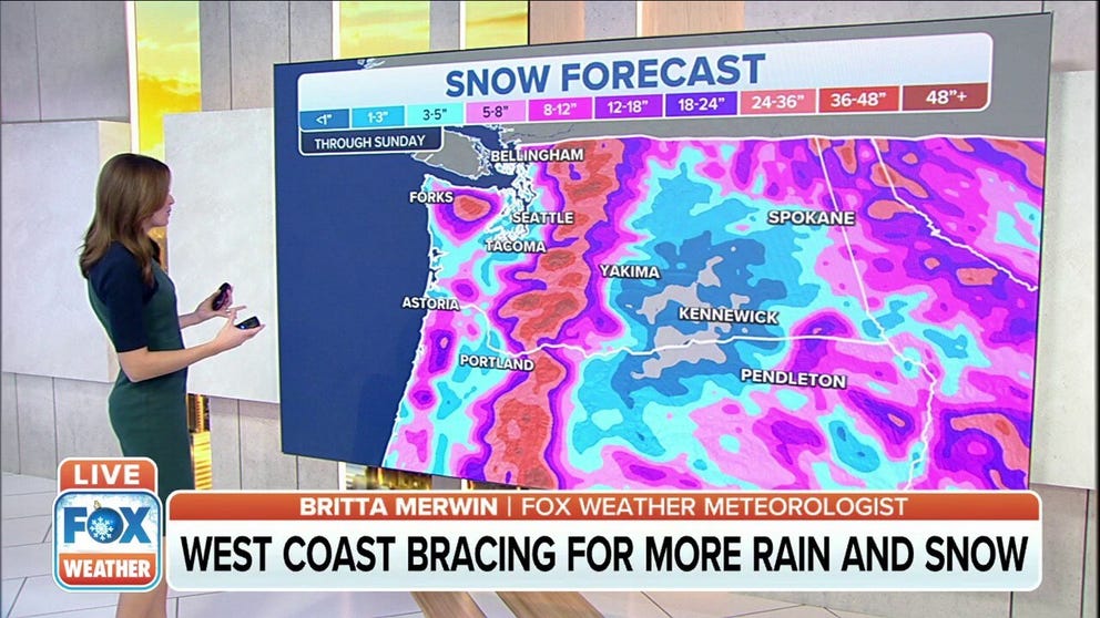 A parade of storms is expected to bring rain and significant snow to the West Coast through Christmas. 