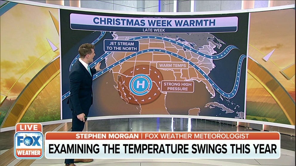 Much of the US is seeing warm temperatures during the week of Christmas. 