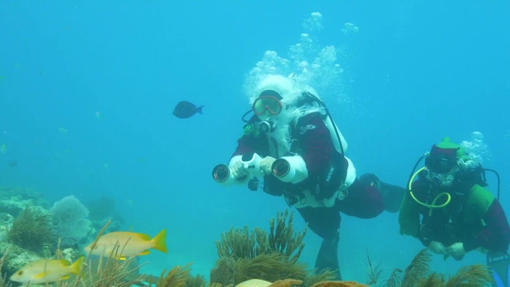 Florida Keys News Bureau video of a scuba diving Santa Claus in the Florida Keys