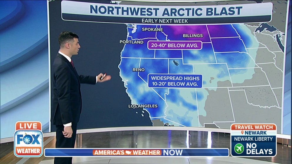 Cold air from an arctic blast will make its way to a good portion of the northwestern United States early next week. 