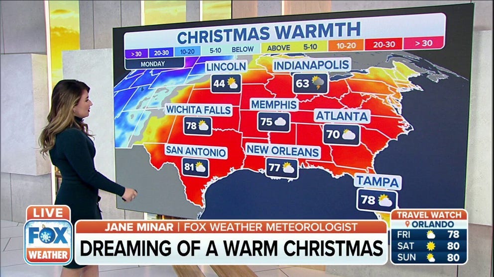 The southern to southeast U.S. could see record high temperatures on Christmas Eve and Christmas Day.