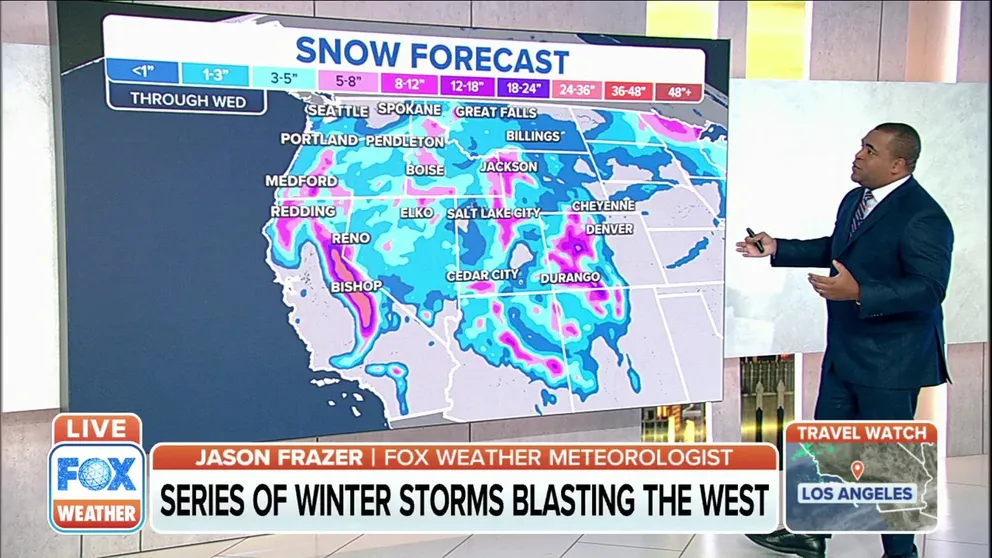 Several feet of snow could fall in the higher elevations across the western United States.