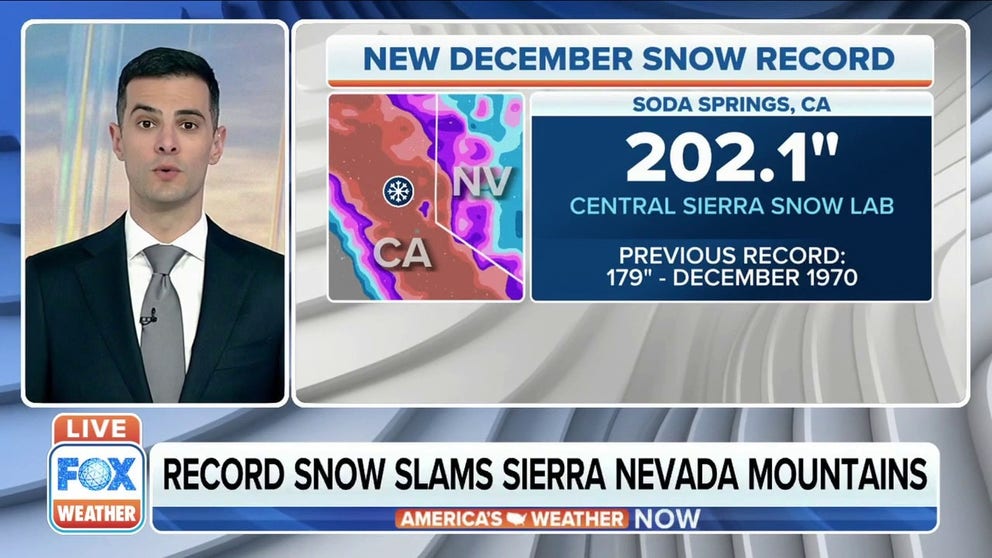 U.C. Berkeley Central Sierra Snow Lab, Lead Scientist, Andrew Schwartz gave FOX Weather a look at the record 16-plus feet of snow at the Central Sierra Snow Lab -- a record for December.