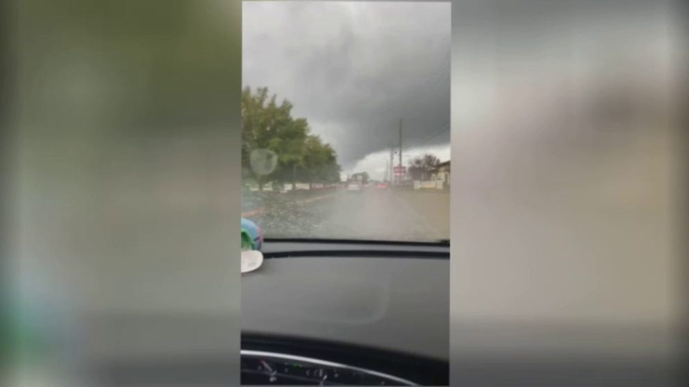 Video appears to show a tornado touching down in the town of Bainbridge, Georgia.