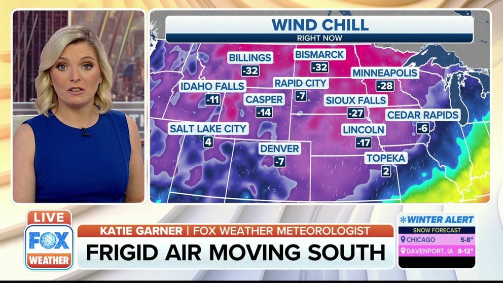 Frigid air is beginning to drop south and will expand eastward. Wind Chill Advisories are posted from Montana to Nebraska as wind chills dip to dangerously cold levels. The extremely cold air will reach the Central Plains on Saturday, sending temperatures below freezing and pushing wind chills below zero in many locations.