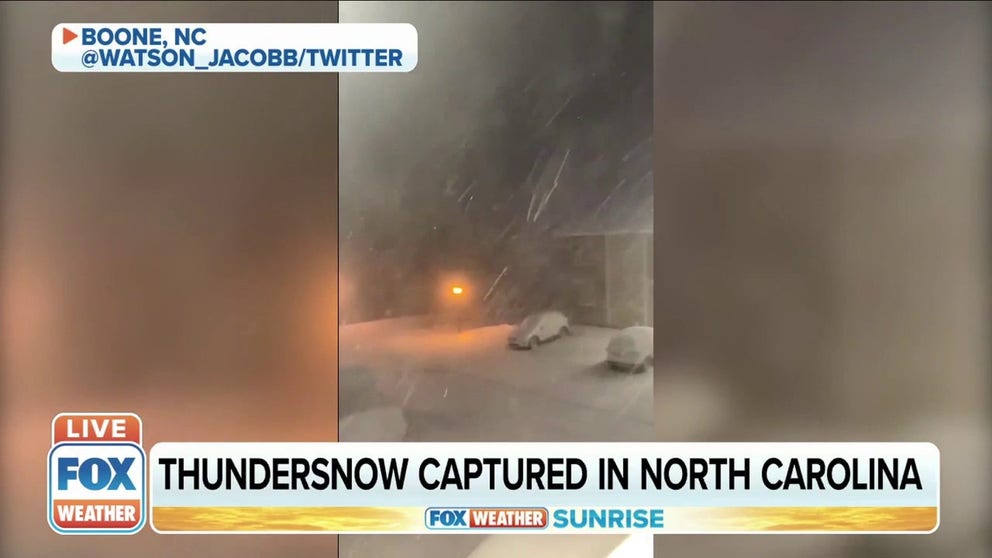 Heavy snow has resulted in reports of thundersnow in Boone, North Carolina on Monday.