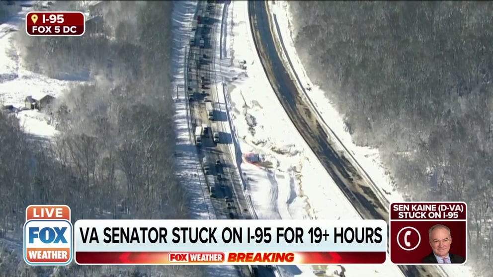 Virginia Senator Tim Kaine says he's been stuck on I-95 in Virginia for 21+ hours: "I bet I have another 2 or 3 hours to go to get to work. I left yesterday right at lunchtime."