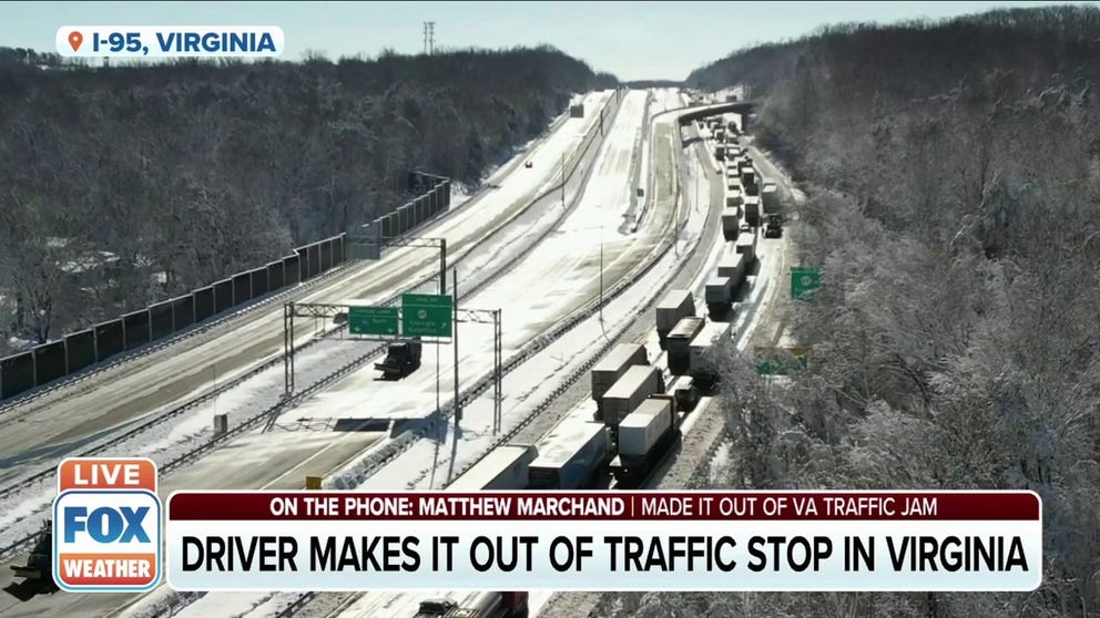 Matthew Marchand, truck driver who made it out of the Virginia traffic jam on Interstate-95, discusses supplying a family in need of water and blankets