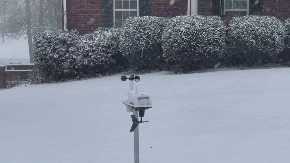 A weather station got a workout in Piggott, Arkansas's snowstorm today.