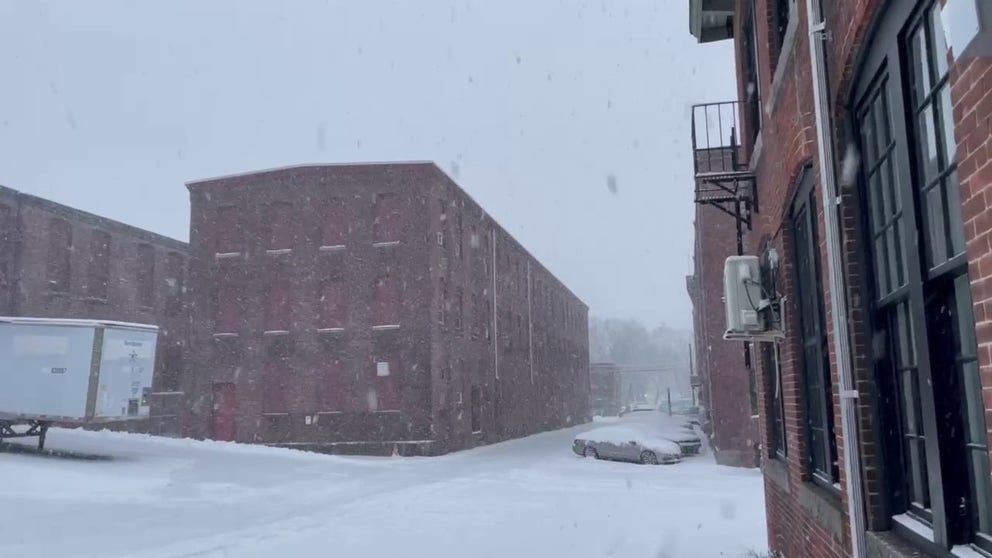 Heavy snow is falling in Pawtucket, Rhode Island, where rates of 1-2 inches per hour has been reported.