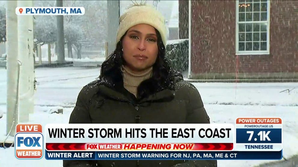 FOX Weather correspondent Nicole Valdez is in Plymouth, MA getting a look at the snow falling in the area. 