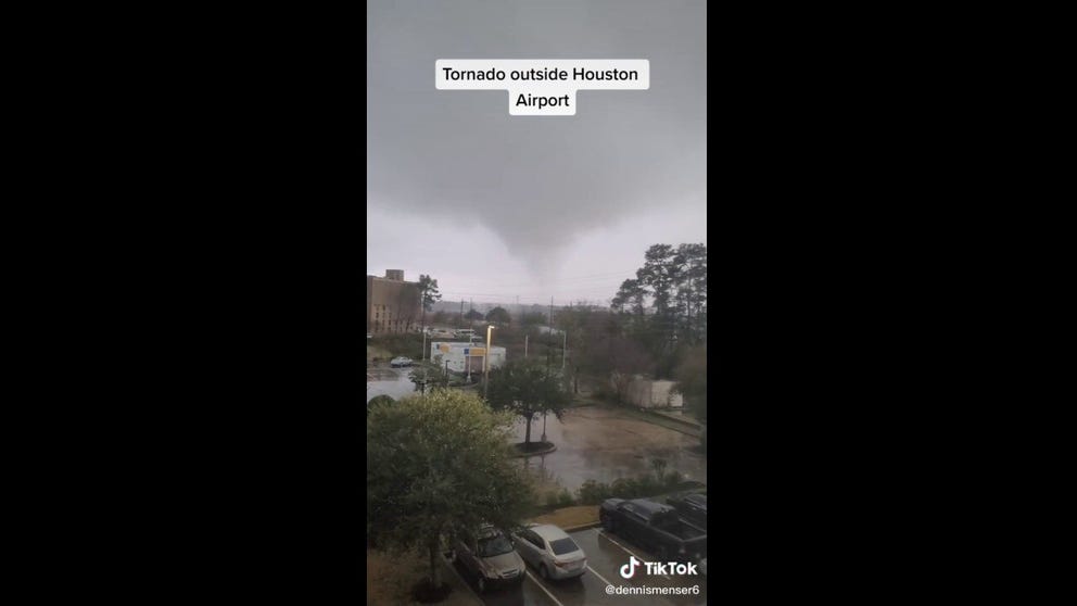 A TikTok user captured video of a funnel cloud near George Bush Intercontinental Airport in Houston on Saturday.