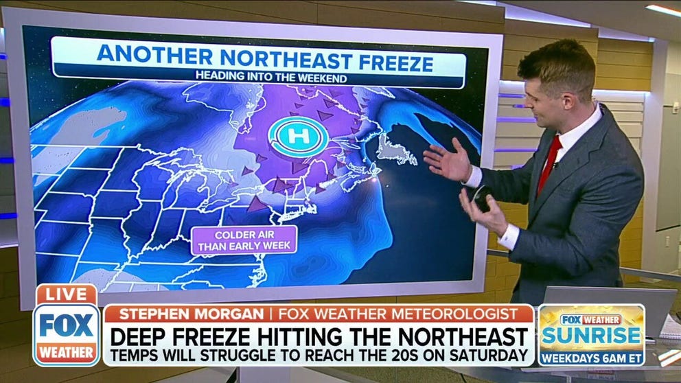 Frigid air will invade the Northeast again this weekend as temperatures turn even colder than earlier in the week. 