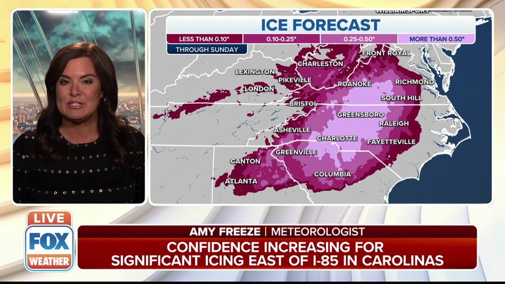 A major winter storm is expected to create a significant icing situation in the Carolinas on Sunday.