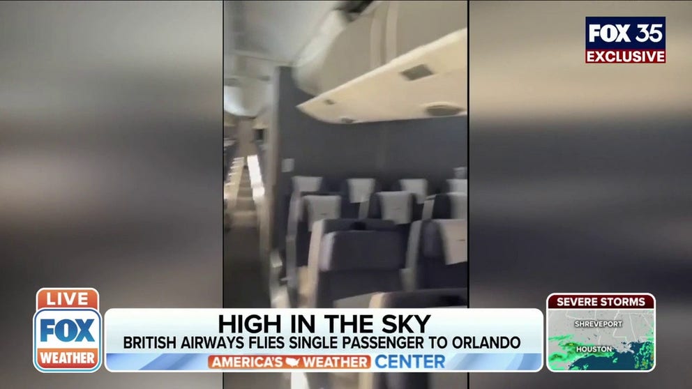 Kai Forsyth was the only passenger on a British Airways flight to Orlando and his video has since gone viral. 
