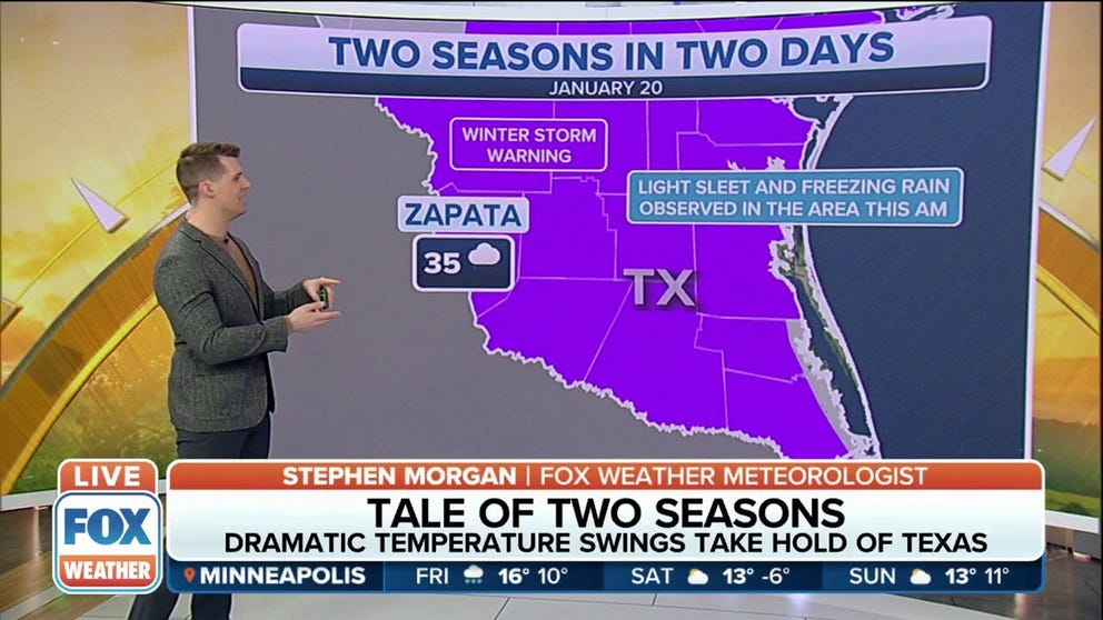 A South Texas city claimed the hottest temperature in the United States on Wednesday at the same time it was under alerts for incoming winter weather.