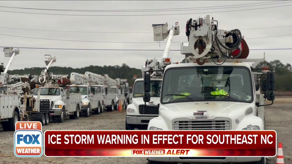 Duke Energy’s Jeff Brooks speaks with FOX Weather multimedia journalist Robert Ray on ice storm preparations happening in the Carolinas. Brooks says the wind ‘is treacherous’ and the conditions ‘are tough.’ 