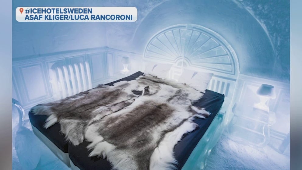 Artists craft each room out of ice and snow.